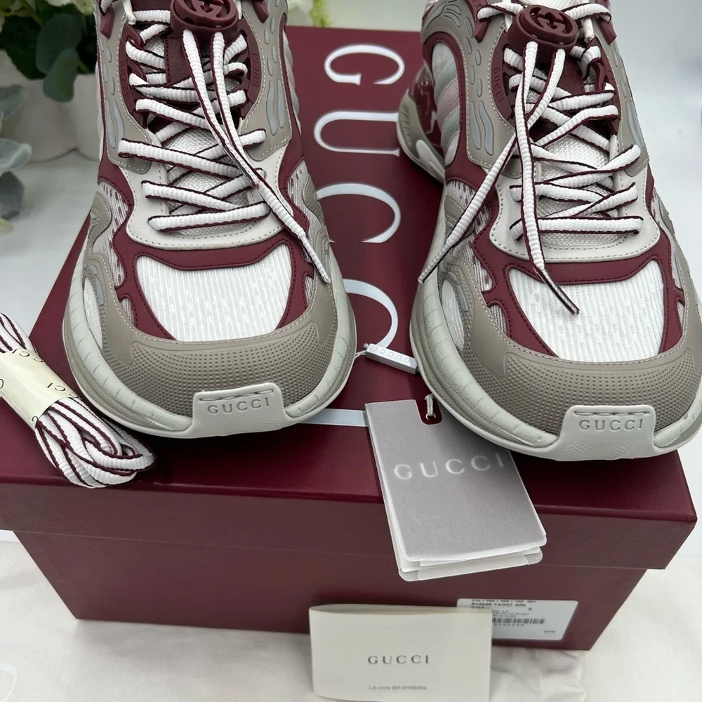Men's Gucci 2.0 sneakers in white/gray/burgundy size 9 made in Italy